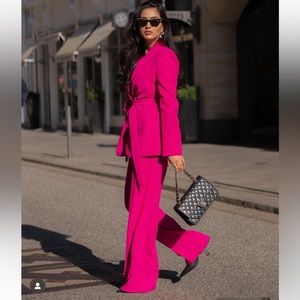 ZARA SET TUXEDO COLLAR BLAZER AND FLOWY PANT